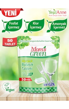 Mom's Green Oksijenli Ekolojik Bulaşık Makinesi Deterjanı 50 Tablet Mom's Green Oksijenli Ekolojik Bulaşık Makinesi Deterjanı 50 Tablet