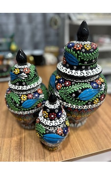 Üçlü Şah Küp Vazo Seti Siyah