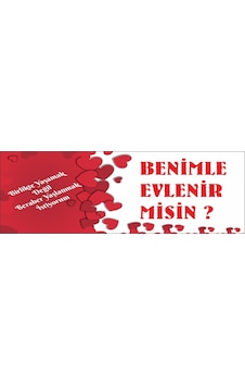 Evlilik Teklifi Pankartı 50x150 Cm Afiş Evlilik Teklifi Pankartı 50x150 Cm Afiş