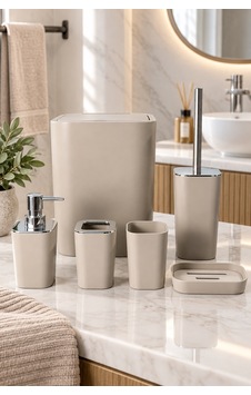 Velvet 6 Parça Banyo Seti Bej Velvet 6 Parça Banyo Seti Bej