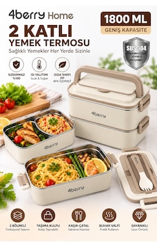 2 Katlı Yemek Termosu 3 Bölmeli 1800 Ml Taşınabilir Yemek Kabı, 304 Paslanmaz Çelik, Sızdırmaz, Isı Yalıtımlı, Kaşıklı Krem 2 Katlı Yemek Termosu 3 Bölmeli 1800 Ml Taşınabilir Yemek Kabı, 304 Paslanmaz Çelik, Sızdırmaz, Isı Yalıtımlı, Kaşıklı Krem