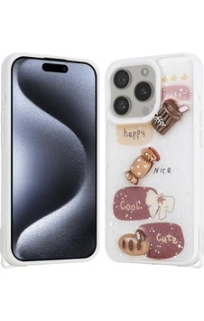 Apple Uyumlu iPhone 15 Pro Kılıf Parlayan Simli Kabartma Figürlü Zore Cevze Kapak Beyaz Apple Uyumlu iPhone 15 Pro Kılıf Parlayan Simli Kabartma Figürlü Zore Cevze Kapak Beyaz