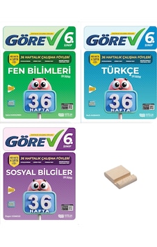 Nitelik 6. Sınıf Fen Türkçe Ve Sosyal 36 Haftalık Görev Föyleri 3lü Set + Telefon Standı