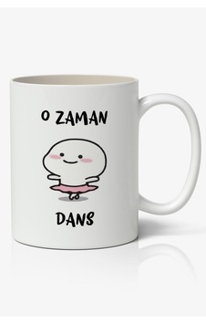 O Zaman Dans Yazılı Baskılı Kupa Bardak Baskılı Kahve Kupa Bardak Beyaz