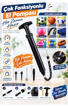 Top Pompası Futbol Basketbol Voleybol Hentbol Pilates Ve Bosu Topu Denge Diski Şişirme Pompası