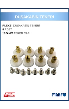 Bella Duşakabin Tekerleği 8'li Set 18.5 Mm Teker Çapı Beyaz Bella Duşakabin Tekerleği 8'li Set 18.5 Mm Teker Çapı Beyaz
