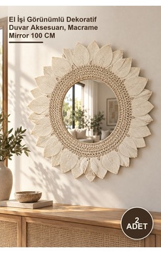 2 Adet Makrome Duvar Aynası El İşi Görünümlü Dekoratif Duvar Aksesuarı, Macrame Mirror 100 Cm 2 Adet Makrome Duvar Aynası El İşi Görünümlü Dekoratif Duvar Aksesuarı, Macrame Mirror 100 Cm