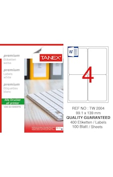 Tanex Tw-2004 99.1X139 MM Laser Etiket 100 Ad. Tanex Tw-2004 99.1X139 MM Laser Etiket 100 Ad.