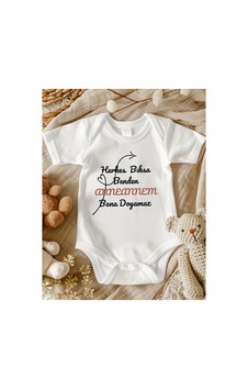 Lupi Anneanne Yazılı Bebek Zıbın % 100 Pamuk 1 ekru Lupi Anneanne Yazılı Bebek Zıbın % 100 Pamuk 1 ekru