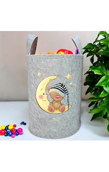 Unisex Gri Bebek Çocuk Odası Oyuncak Çamaşır Sepeti Unisex Gri Bebek Çocuk Odası Oyuncak Çamaşır Sepeti