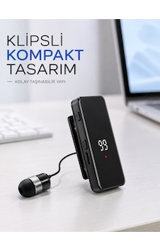 Dijital Ekranlı Bluetooth Kulaklık Tek Kulaklıklı Klipsli Kompakt Tasarım Standart Dijital Ekranlı Bluetooth Kulaklık Tek Kulaklıklı Klipsli Kompakt Tasarım Standart