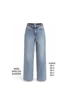 Miss Poem Kadın A.mavi Taş Detaylı Yüksek Bel Wide Leg Jean Pantolon Açık Mavi Miss Poem Kadın A.mavi Taş Detaylı Yüksek Bel Wide Leg Jean Pantolon Açık Mavi