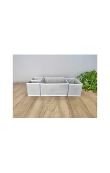 4 Parça Çekmece Içi Organizer & Çok Amaçlı Dolap Içi Düzenleyici & Masa Üstü Organizer - Çizgili Gri - 68904987 Gri