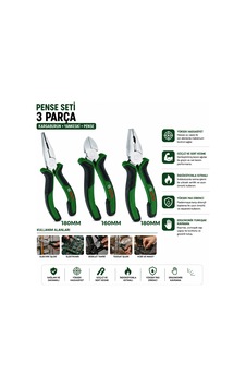 Storeşahin 3 Parça Pense Seti - 7 İnç Pense, 6 İnç Yan Keski, 7 İnç Kargaburnu 60 Kesme Sertliği Shn0720 Storeşahin 3 Parça Pense Seti - 7 İnç Pense, 6 İnç Yan Keski, 7 İnç Kargaburnu 60 Kesme Sertliği Shn0720