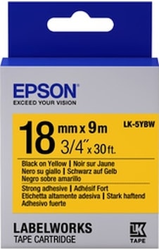 Epson Lk-5Ybw Strong Siyah Üzeri Sarı 18MM 1.5 Metre Etiket Epson Lk-5Ybw Strong Siyah Üzeri Sarı 18MM 1.5 Metre Etiket