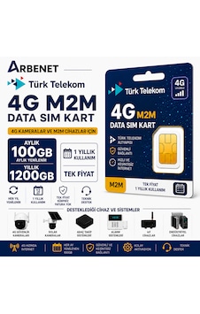Türk Telekom 4g Data Sim Kart Aylık 100 Gb Yıllık 1200 Gb Internet Tüm 4g Cihazlarla Uyumlu M2m