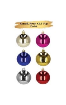 Yılbaşı Top Süs 8 Cm 6 Parça Parlak Mix Yılbaşı Top Süs 8 Cm 6 Parça Parlak Mix