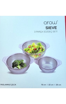 Arow Sieve 3 Parça Paslanmaz Çelik Süzgeç Seti Tr-6665 Gümüş Arow Sieve 3 Parça Paslanmaz Çelik Süzgeç Seti Tr-6665 Gümüş