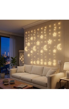 3 Metre Perde Led Işık Zinciri - Yıldız Ve Ay Figürlü Sarı I 3 Metre Perde Led Işık Zinciri - Yıldız Ve Ay Figürlü Sarı I