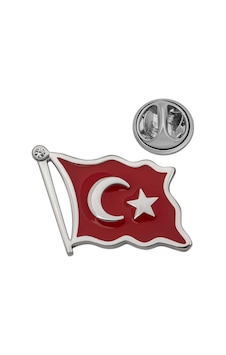 925 Ayar Gümüş Türk Bayrağı Rozet Açık Gri 925 Ayar Gümüş Türk Bayrağı Rozet Açık Gri