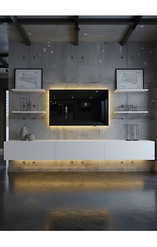 Resital Duvara Monte Ledli 270 Cm Tv Ünitesi Duvar Raflı - Ll6036 Beyaz Resital Duvara Monte Ledli 270 Cm Tv Ünitesi Duvar Raflı - Ll6036 Beyaz