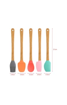 5'li Renkli Bambu Saplı Silikon Uçlu Spatula Fırçalı Kaşık Seti Şirin Renkli Mutfak Seti Karışık 5'li Renkli Bambu Saplı Silikon Uçlu Spatula Fırçalı Kaşık Seti Şirin Renkli Mutfak Seti Karışık