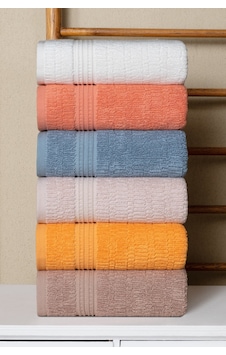 Aura El Havlu Seti 6 Lı Bambu Penye 50x90 Cm Emici, Yumuşak, Dayanıklı Havlu - Lüks - 1350 Gr Çok Renkli