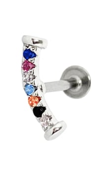 Cerrahi Çelik Renkli Taşlı Piercing Gümüş Cerrahi Çelik Renkli Taşlı Piercing Gümüş
