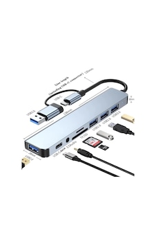 8 İn 1 Usb Type-c Usb 2.0/3.0 Audio 3.5 Tf Sd Çevirici Adaptör Çok Portlu Çoklayıcı Usb Hub