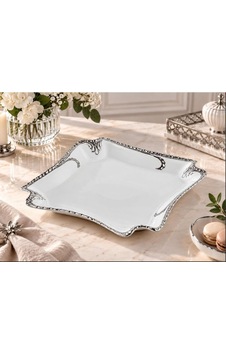 Roykıng Camelıa Gümüş Kare Sunum Tabağı 30 Cm Beyaz Roykıng Camelıa Gümüş Kare Sunum Tabağı 30 Cm Beyaz