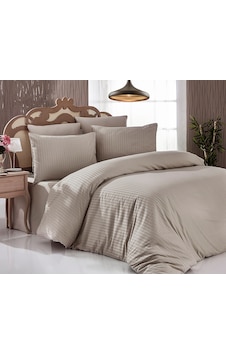 Komfort Home Çift Kişilik Çizgili Pamuk Saten Nevresim Seti (Sütl