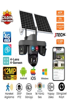 O-kam Ok-335 Premium 4g 12mp Sim Kartlı Solar Panelli Çakarlı 4 Lens 1 Ptz Akıllı Kamera O-kam Ok-335 Premium 4g 12mp Sim Kartlı Solar Panelli Çakarlı 4 Lens 1 Ptz Akıllı Kamera