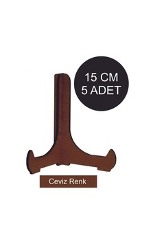 5 Adet Ceviz Ahşap Çerçeve Tabak Teşhir Ayağı Standı Sergi Ayak Ceviz