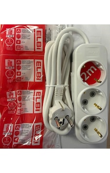 Elbi 3 Lü 2 Metre 3x1 Çocuk Korumalı Kablolu Priz