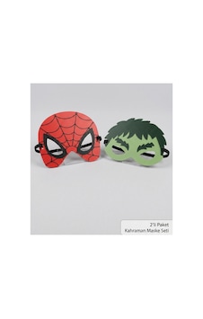 Çocuk Kahraman Maskeleri 2'li Set Örümcek Adam Ve Hulk Temalı Kostüm Maskesi Diğer