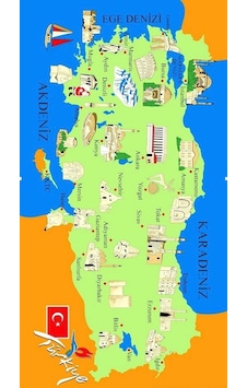 Plaj Havlusu 75x150 Türkiye Haritası Desenli