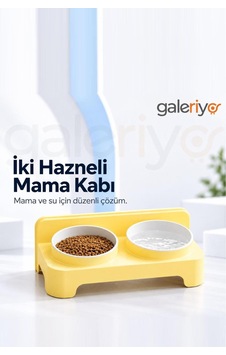 İki Hazneli Mama Kabı Sarı Sarı İki Hazneli Mama Kabı Sarı Sarı