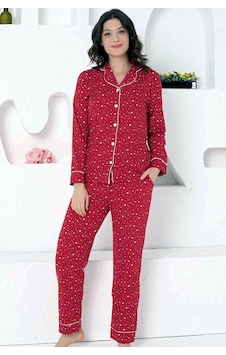 Alimer Kadın Kırmızı Desenli Likralı Kışlık Pijama Takımı Edy2769 Kırmızı Alimer Kadın Kırmızı Desenli Likralı Kışlık Pijama Takımı Edy2769 Kırmızı
