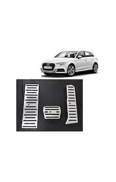 Audi A3 Q3 Uyumlu Otomatik Vites Pedal Seti Gaz Fren Ayak Dayama Takımı 3 Parça Krom