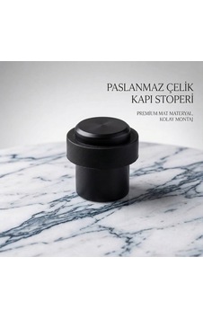 Mat Siyah Paslanmaz Çelik Kapı Stoperi Lüks Zemin Tipi Kauçuk Tamponlu Kapı Stopu