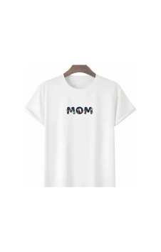 Alfanora Anneler Günü Hediye Mom Çiçek Baskılı Oversize Bisiklet Yaka T-shirt - Beyaz Alfanora Anneler Günü Hediye Mom Çiçek Baskılı Oversize Bisiklet Yaka T-shirt - Beyaz