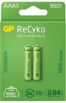 Gp Recyko 950mah Aaa Şarj Edilebilir İnce Kalem Pil 2'li Paket Gp Recyko 950mah Aaa Şarj Edilebilir İnce Kalem Pil 2'li Paket