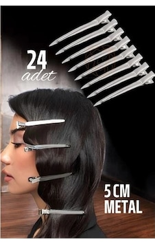 Mey İthalat Metal Toka Saç Pensi 24 Adet Çok Renkli