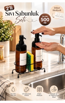 Porsima S-1271 Metal Standlı 2'li Sıvı Sabunluk 500 Ml - Mutfak Bulaşık Deterjanlık Seti Siyah Porsima S-1271 Metal Standlı 2'li Sıvı Sabunluk 500 Ml - Mutfak Bulaşık Deterjanlık Seti Siyah