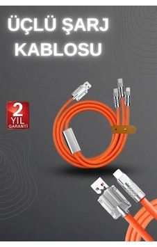 Buğz 120w Hızlı Şarj Kablosu Turuncu Yüksek Güç Kapasitesi Çoklu Şarj Girişi
