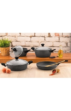 Zest Gusto Granit Tencere Seti 7 Parça Gri Zest Gusto Granit Tencere Seti 7 Parça Gri