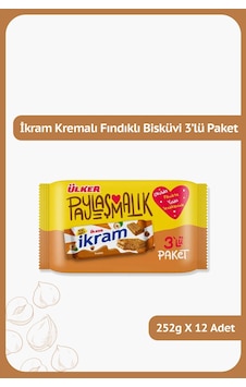 Ikram Kremalı Bisküvi Fındıklı 3x84gr X12 Adet Ikram Kremalı Bisküvi Fındıklı 3x84gr X12 Adet