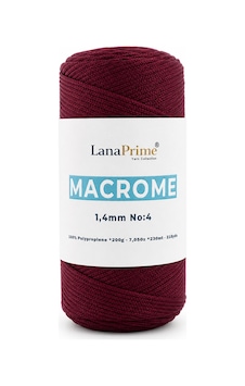 Lanaprime Makrome Örgü İpi 1,4mm 230mt Çanta İpi 200gr Polipropilen - Bordo
