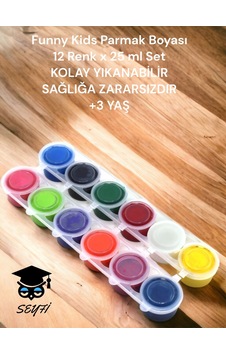 Yerli Üretim Parmak Boyası 12 Renk X 25 Ml Set Kolay Yıkanabilir Sağlığa Zararsızdır +3 Yaş Çok Renkli Yerli Üretim Parmak Boyası 12 Renk X 25 Ml Set Kolay Yıkanabilir Sağlığa Zararsızdır +3 Yaş Çok Renkli