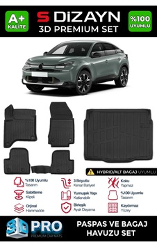 S-dizayn Citroen C4 Hybrid 3d Pro Havuzlu Paspas Ve Alt Bagaj Havuzu Seti 2'li Set 2025 Üzeri A+ K